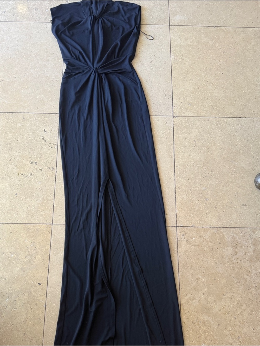 Michael Kors Collection Black Strapless Twist-Front Maxi Gown